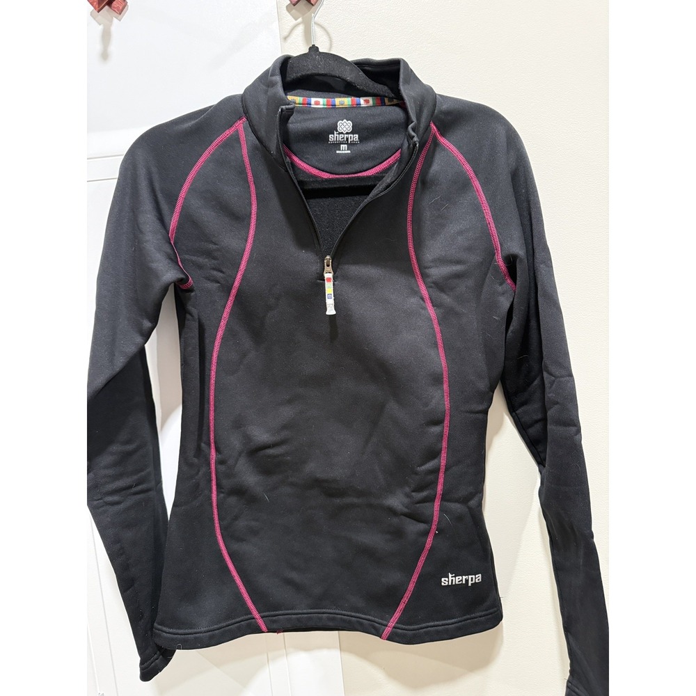 Sherpa Adventure Gear 1/4 Zip Scuba Fleece Sweater Women's med Black multi